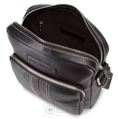 Оригінальна чоловіча шкіряна сумка чорного кольору WITTCHEN 28-4-022A-1, Чорний