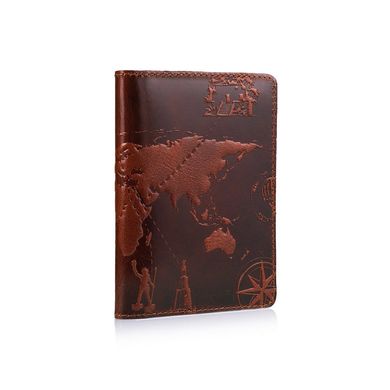Шкіряне дизайнерське портмоне для документів коньячного кольору, колекція "7 Wonders of the World"