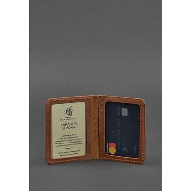 Натуральная кожаная обложка для ID-паспорта и водительских прав 4.1 светло-коричневая Crazy Horse с гербом Blanknote BN-KK-4-1-k-kr
