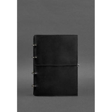 Натуральный кожаный блокнот А4 на кольцах (софт-бук) 9.0 в мягкой обложке черный Crazy Horse Blanknote BN-SB-9-A4-soft-g-kr