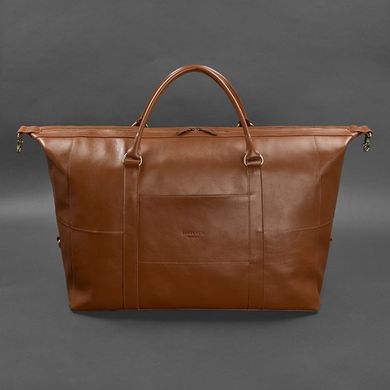 Натуральна шкіряна сумка дорожня світло-коричнева Краст Blanknote BN-BAG-41-k