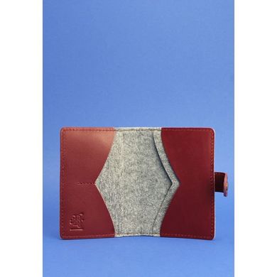 Обкладинка для паспорта 3.0 бордова шкіра, виноград + сірий еко-фетр Blanknote BN-OP-3-felt-vin
