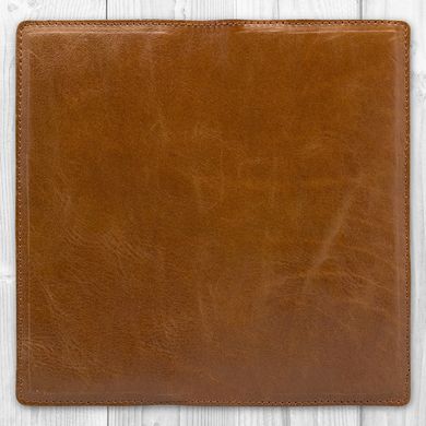 Янтарный кожаный бумажник с натуральной глянцевой кожи
