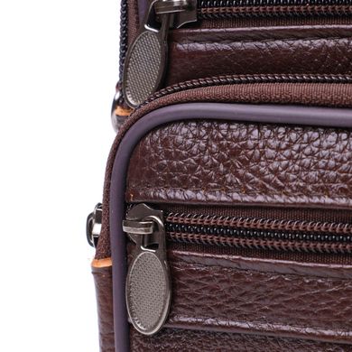 Компактная сумка мужская на пояс из натуральной кожи 21484 Vintage Коричневая