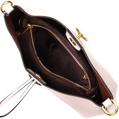 Шкіряна жіноча сумка з оригінальною застібкою ґудзиком Vintage 22321 Біла