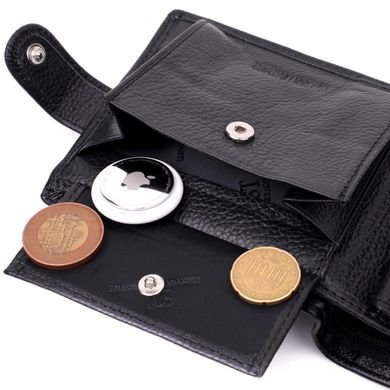 Мужской бумажник среднего размера из натуральной кожи ST Leather 22444 Черный