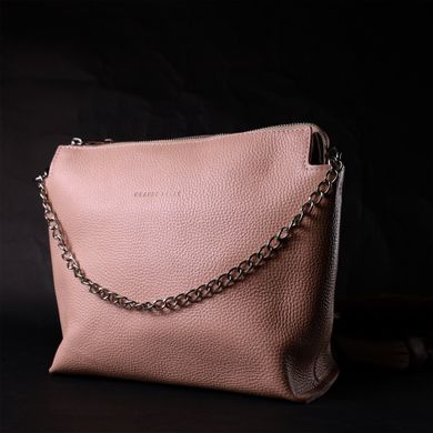 Оригинальная женская сумка из натуральной кожи GRANDE PELLE 11695 Пудровая