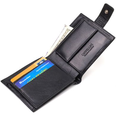 Практичний гаманець для чоловіків горизонтального формату з натуральної гладкої шкіри CANPELLINI 21772 Чорний