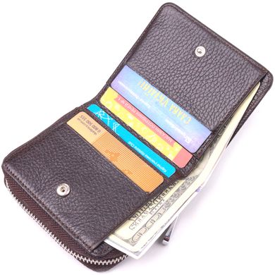 Практичний жіночий гаманець із монетницею на блискавці з натуральної шкіри KARYA 21412 Коричневий