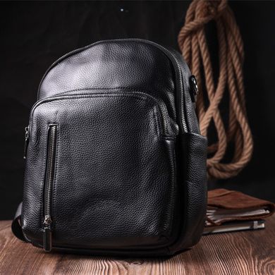 Рюкзак з функцією сумки для жінок з натуральної шкіри Vintage sale_15045 Чорний