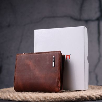 Вертикальний невеликий гаманець із вінтажної шкіри KARYA 21385 Коричневий