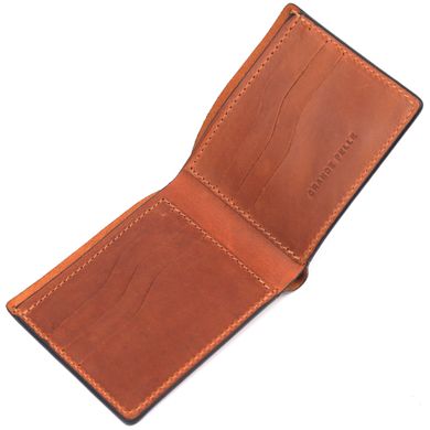 Місткий чоловічий шкіряний гаманець у дві будови Слава ЗСУ GRANDE PELLE 16737 Світло-коричневий