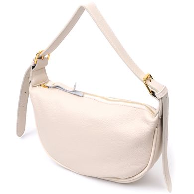 Женская полукруглая сумка с одной плечевой лямкой из натуральной кожи Vintage 22371 Белая