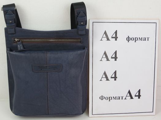Наплечная мужская сумка из натуральной кожи Mykhail Ikhtyar, Украина синяя