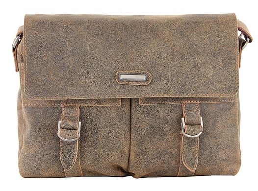 Современная мужская сумка через плечо из винтажной кожи 12443, Коричневый