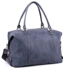Шикарна дорожня сумка з вінтажної шкіри синього кольору Manufatto 10094