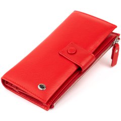 Оригінальний гаманець шкіряний жіночий на хлястику з кнопкою ST Leather 19281 Червоний