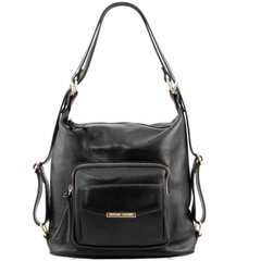 Женская кожаная сумка-рюкзак 2 в 1 Tuscany TL141535 (Черный)