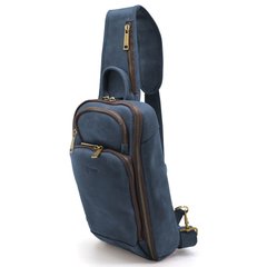 Кожаный рюкзак слінг на одно плечо TARWA RK-0910-4lx  Синий