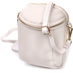 Компактная сумка интересного формата из мягкой натуральной кожи Vintage 22339 Белая