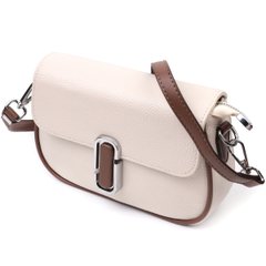 Полукруглая сумка для женщин с интересным магнитом-защелкой из натуральной кожи Vintage 22439 Белая