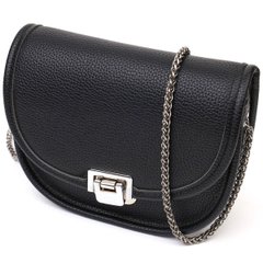 Вечерняя стильная сумка на цепочке из натуральной кожи 22118 Vintage Черная