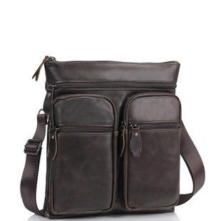 Мессенджер через плечо мужской кожаный коричневый Tiding Bag M35-9012B Коричневый