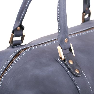 Шикарная дорожная сумка из винтажной кожи синего цвета Manufatto 10094