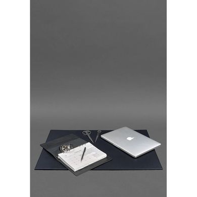 Накладка на стол руководителя - Натуральный кожаный бювар 1.0 Темно-синий Blanknote BN-BV-1-navy-blue