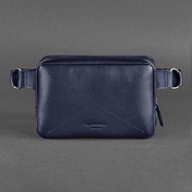 Натуральна шкіряна поясна сумка Dropbag Mini темно-синя Blanknote BN-BAG-6-navy-blue