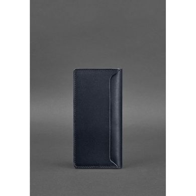 Натуральне шкіряне портмоне-купюрник 11.0 темно-синє Краст Blanknote BN-PM-11-navy-blue