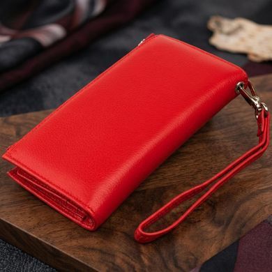 Оригінальний гаманець шкіряний жіночий на хлястику з кнопкою ST Leather 19281 Червоний