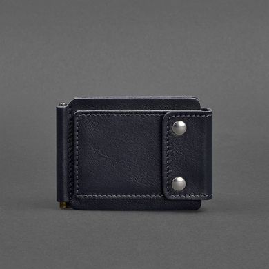 Чоловіче шкіряне портмоне 10.0 затискач для грошей темно-синій Blanknote BN-PM-10-navy-blue