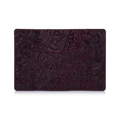 Портмоне кожаное фиолетовое для документов c вложением ПВХ , коллекция "Mehendi Art"