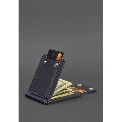 Мужское кожаное портмоне 10.0 зажим для денег темно-синий Blanknote BN-PM-10-navy-blue