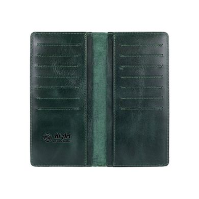 Износостойкий зеленый кожаный бумажник на 14 карт