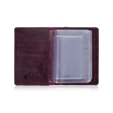 Портмоне шкіряне фіолетове для документів c вкладенням ПВХ, колекція "Mehendi Art"