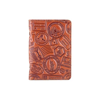 Универсальная янтарная кожаная обложка-органайзер для ID паспорта / карт, коллекция "Let's Go Travel"