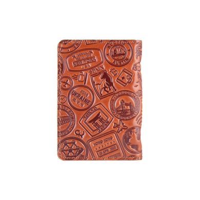Универсальная янтарная кожаная обложка-органайзер для ID паспорта / карт, коллекция "Let's Go Travel"