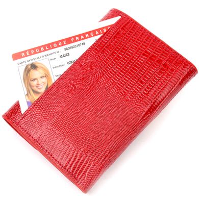 Горизонтальный женский кошелек с монетницей из натуральной фактурной кожи KARYA 21074 Красный
