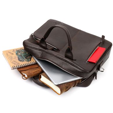 Надежная сумка-портфель на плечо KARYA 20874 кожаная Коричневый