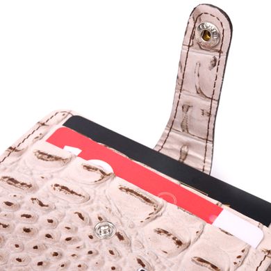 Дуже гарний гаманець з натуральної фактурної шкіри під крокодила KARYA 20974 Бежевий