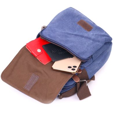 Отличная мужская сумка из плотного текстиля 21228 Vintage Синяя