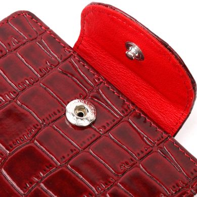 Відмінний жіночий гаманець з натуральної лакованої шкіри з тисненням під крокодила KARYA 21124 Червоний