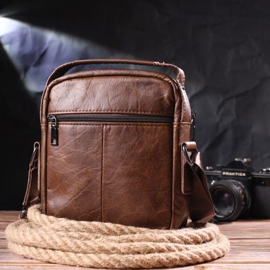 Зручна чоловіча сумка через плече з натуральної шкіри Vintage 21480 Світло-коричневий