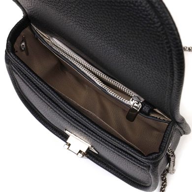 Стильна вечірня сумка на ланцюжку з натуральної шкіри 22118 Vintage Чорна