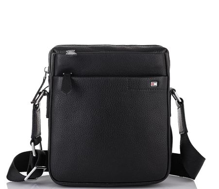 Чоловіча шкіряна сумка через плече чорна Tiding Bag SM8-919A Чорний