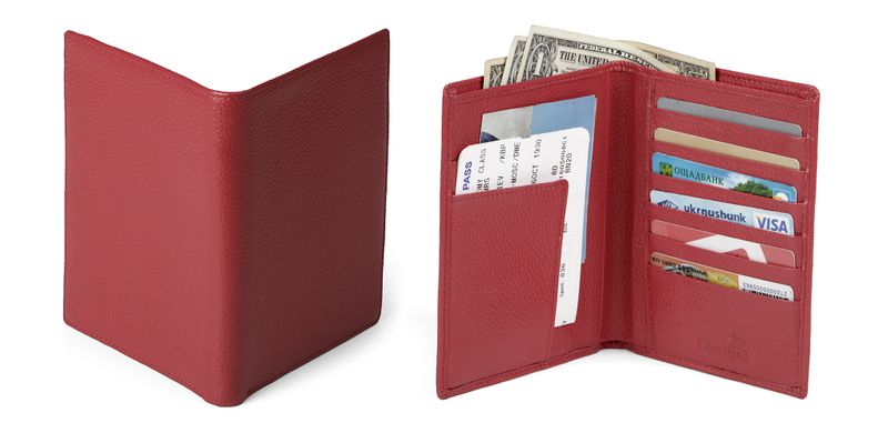 Відмінний шкіряний гаманець для подорожей з відділеннями для паспортів