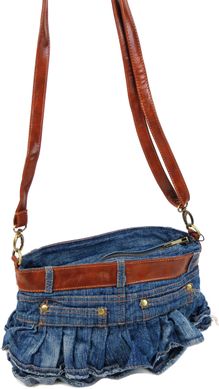 Невелика сумка джинсова у формі жіночої спідниці Fashion jeans bag синя