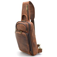 Кожаный рюкзак слінг на одно плечо TARWA RY-0910-4lx Коньячный
